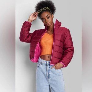 NWT Women's Puffer Jacket - Wild Fable - Berry Red - Size XL